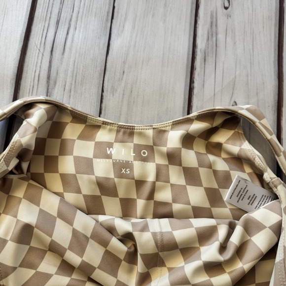 Wilo the Label Brown White Wave Print Checkered Workout‎ Set XS Activewear - Picture 8 of 10